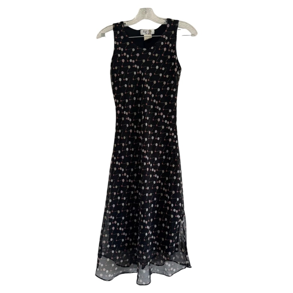 SHE'S THE 1 Girl's Black Polka Dot Fitted Dress-Size 14
